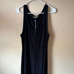 Black Sleeveless Button-Front Dress